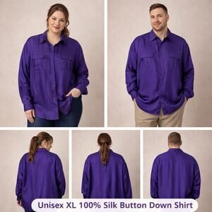 Tulliano Shirt Mens XL 100% Silk Button Up Long Sleeve Rich Purple $120